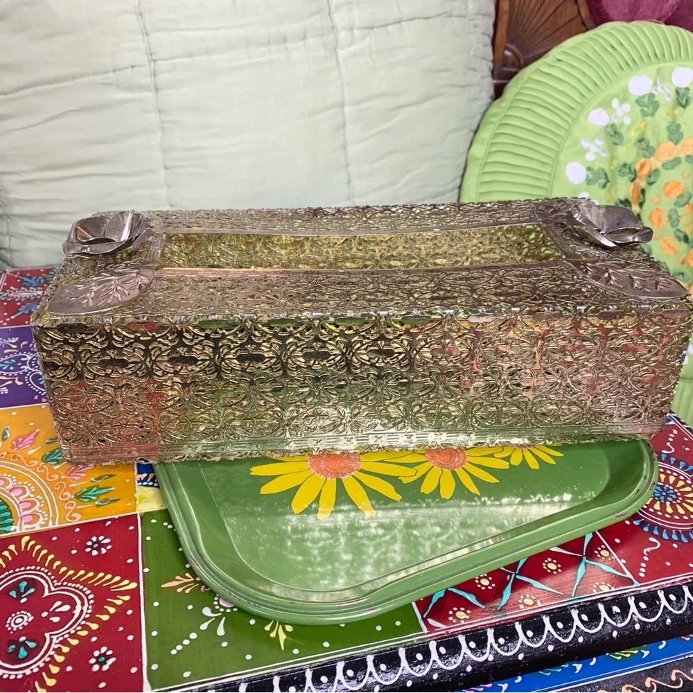 MCM Gold Tissue Box Holder